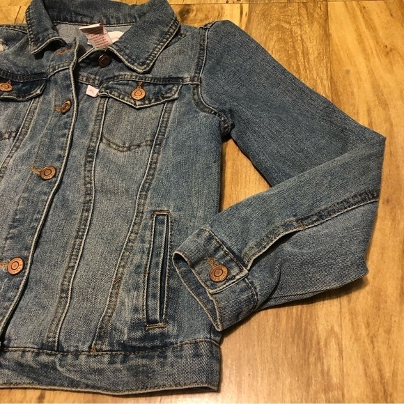 NWOT Tommy Bahama Jacket Kids Girls 10 Blue Medium Wash Denim Distressed - Picture 3 of 10